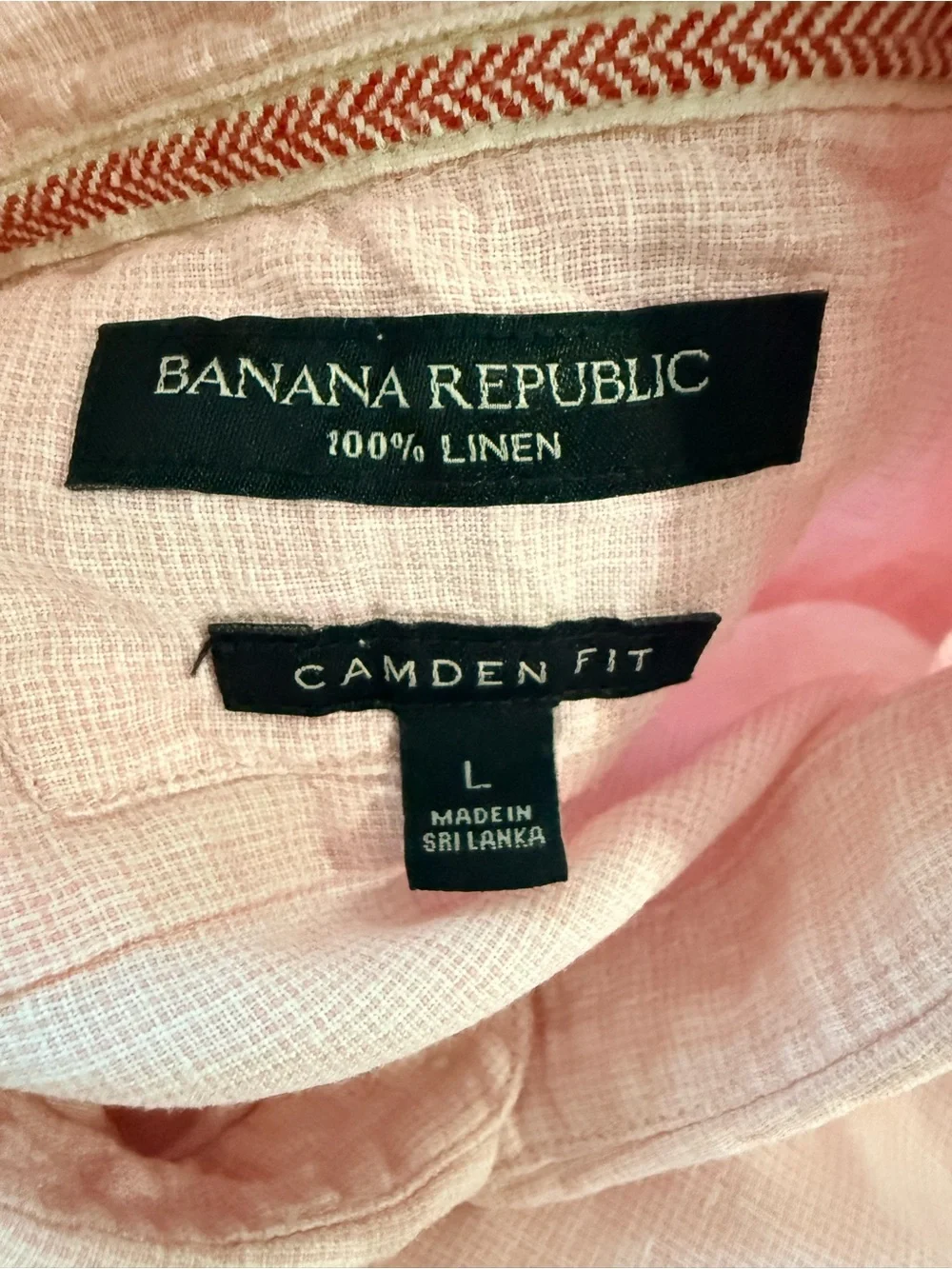 Banana Republic Camden Fit 100% Linen Men's Pink Button-Down Shirt Size Large